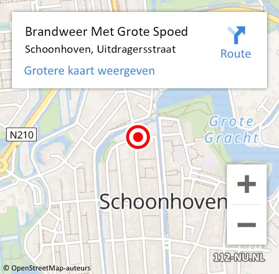 Locatie op kaart van de 112 melding: Brandweer Met Grote Spoed Naar Schoonhoven, Uitdragersstraat op 21 januari 2022 08:07