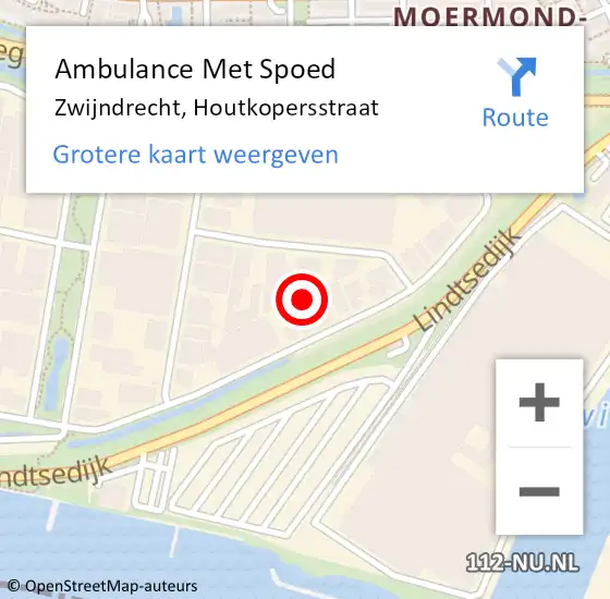 Locatie op kaart van de 112 melding: Ambulance Met Spoed Naar Zwijndrecht, Houtkopersstraat op 21 januari 2022 08:31