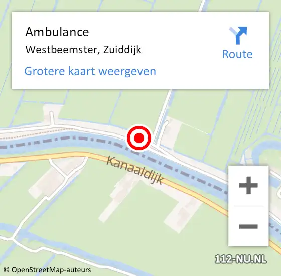 Locatie op kaart van de 112 melding: Ambulance Westbeemster, Zuiddijk op 21 januari 2022 08:33