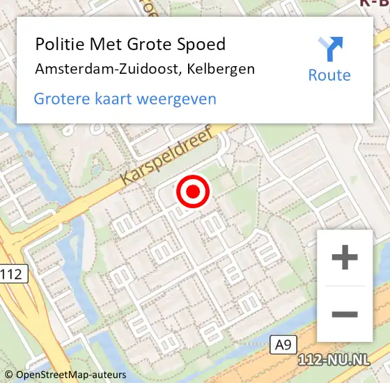 Locatie op kaart van de 112 melding: Politie Met Grote Spoed Naar Amsterdam-Zuidoost, Kelbergen op 21 januari 2022 08:34