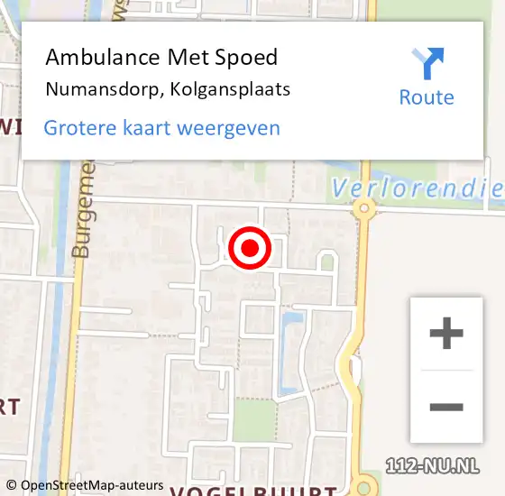 Locatie op kaart van de 112 melding: Ambulance Met Spoed Naar Numansdorp, Kolgansplaats op 21 januari 2022 08:59