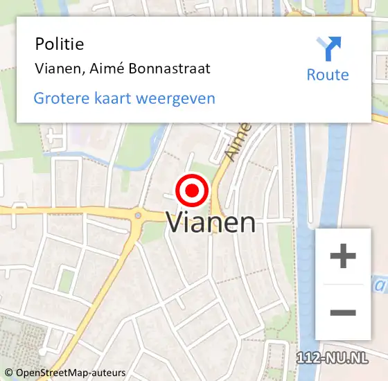 Locatie op kaart van de 112 melding: Politie Vianen, Aimé Bonnastraat op 21 januari 2022 09:07