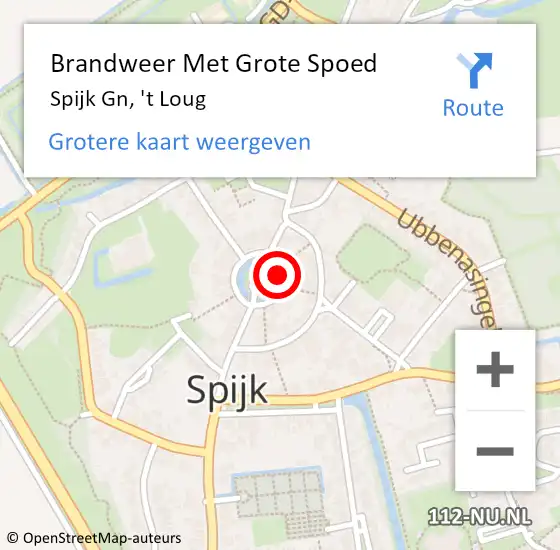 Locatie op kaart van de 112 melding: Brandweer Met Grote Spoed Naar Spijk Gn, 't Loug op 21 januari 2022 09:08