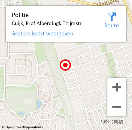 Locatie op kaart van de 112 melding: Politie Cuijk, Prof Alberdingk Thijmstr op 21 januari 2022 09:10