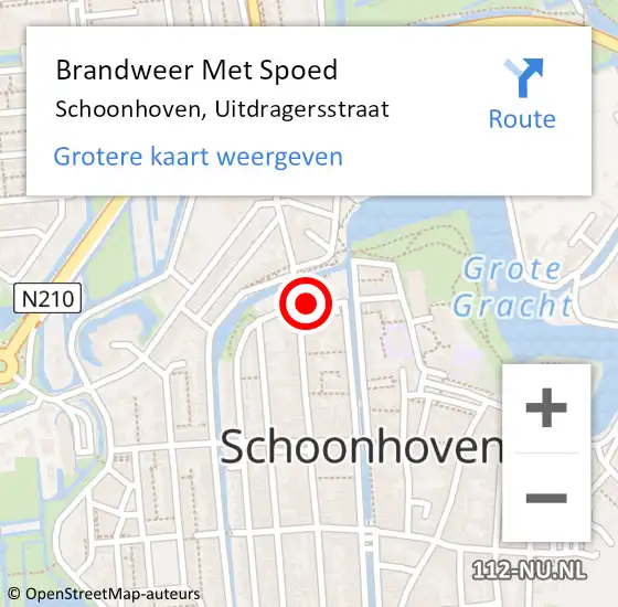 Locatie op kaart van de 112 melding: Brandweer Met Spoed Naar Schoonhoven, Uitdragersstraat op 21 januari 2022 09:13