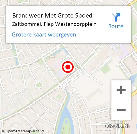 Locatie op kaart van de 112 melding: Brandweer Met Grote Spoed Naar Zaltbommel, Fiep Westendorpplein op 21 januari 2022 09:17