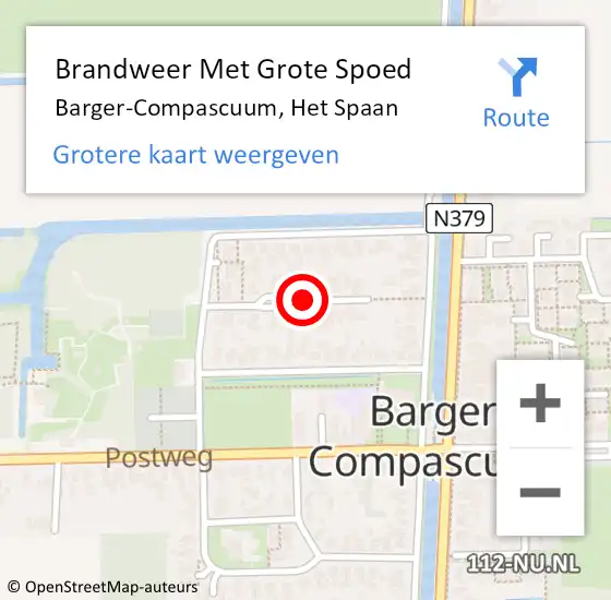 Locatie op kaart van de 112 melding: Brandweer Met Grote Spoed Naar Barger-Compascuum, Het Spaan op 21 januari 2022 09:27