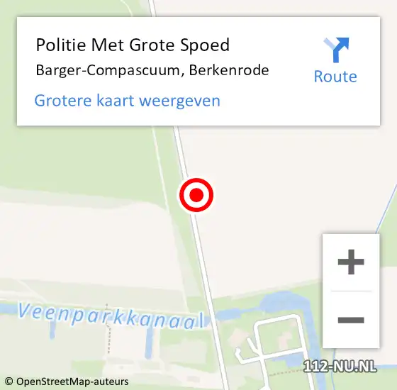 Locatie op kaart van de 112 melding: Politie Met Grote Spoed Naar Barger-Compascuum, Berkenrode op 21 januari 2022 09:28