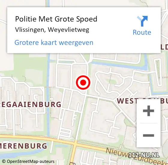 Locatie op kaart van de 112 melding: Politie Met Grote Spoed Naar Vlissingen, Weyevlietweg op 21 januari 2022 10:03