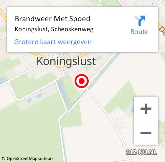 Locatie op kaart van de 112 melding: Brandweer Met Spoed Naar Koningslust, Schenskenweg op 21 januari 2022 10:13