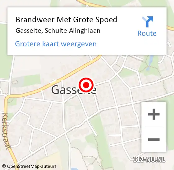 Locatie op kaart van de 112 melding: Brandweer Met Grote Spoed Naar Gasselte, Schulte Alinghlaan op 21 januari 2022 10:19