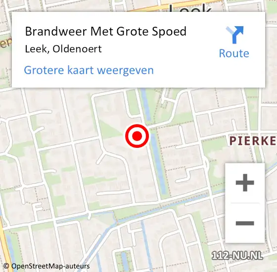 Locatie op kaart van de 112 melding: Brandweer Met Grote Spoed Naar Leek, Oldenoert op 5 juli 2014 22:34