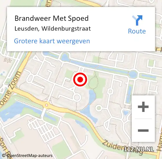 Locatie op kaart van de 112 melding: Brandweer Met Spoed Naar Leusden, Wildenburgstraat op 21 januari 2022 10:25