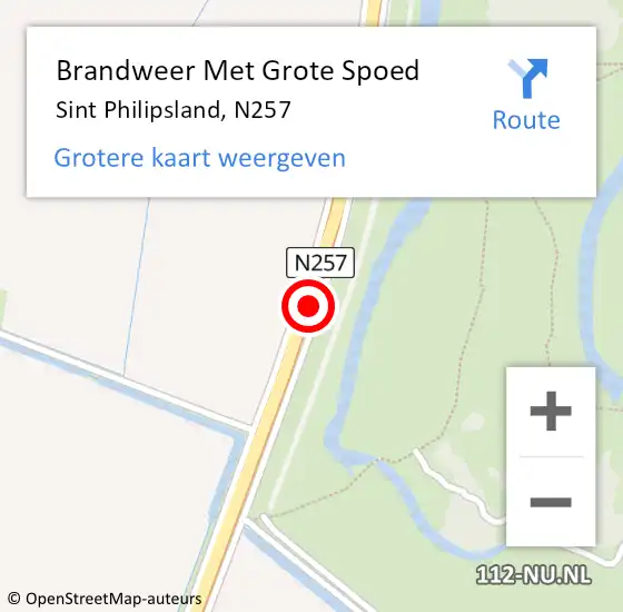 Locatie op kaart van de 112 melding: Brandweer Met Grote Spoed Naar Sint Philipsland, N257 op 5 juli 2014 22:37