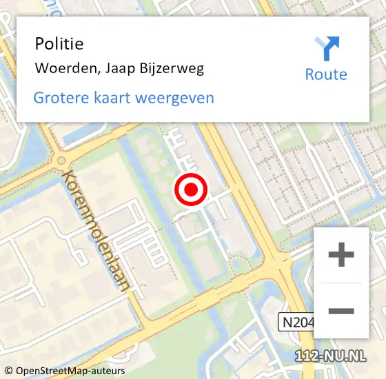 Locatie op kaart van de 112 melding: Politie Woerden, Jaap Bijzerweg op 21 januari 2022 10:32