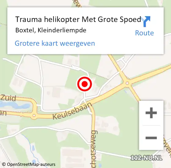 Locatie op kaart van de 112 melding: Trauma helikopter Met Grote Spoed Naar Boxtel, Kleinderliempde op 21 januari 2022 10:38