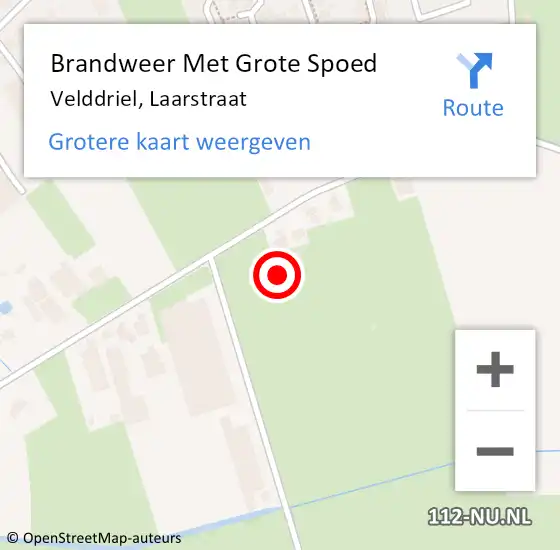 Locatie op kaart van de 112 melding: Brandweer Met Grote Spoed Naar Velddriel, Laarstraat op 21 januari 2022 10:38