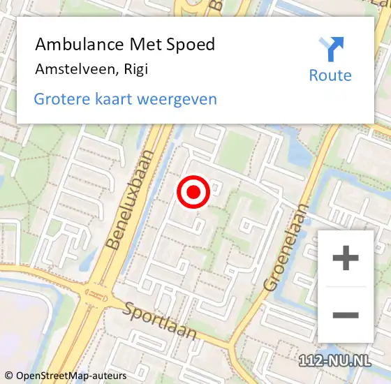 Locatie op kaart van de 112 melding: Ambulance Met Spoed Naar Amstelveen, Rigi op 21 januari 2022 10:50