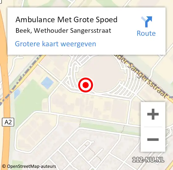 Locatie op kaart van de 112 melding: Ambulance Met Grote Spoed Naar Beek, Wethouder Sangersstraat op 21 januari 2022 11:08