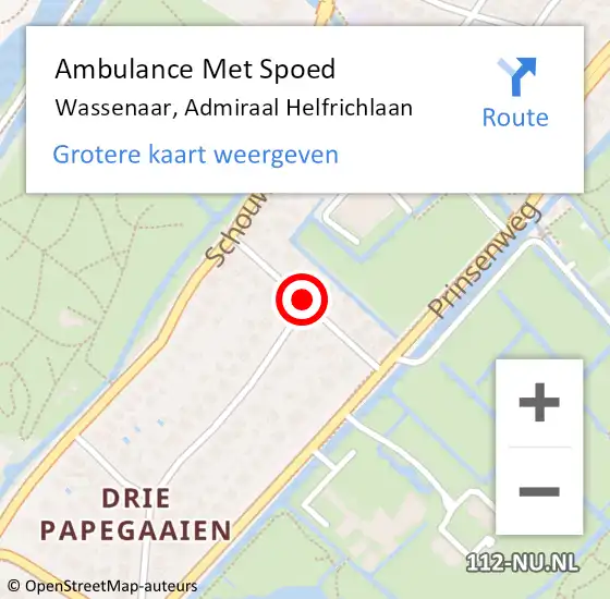 Locatie op kaart van de 112 melding: Ambulance Met Spoed Naar Wassenaar, Admiraal Helfrichlaan op 21 januari 2022 11:17