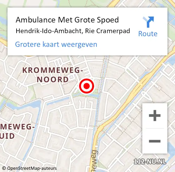 Locatie op kaart van de 112 melding: Ambulance Met Grote Spoed Naar Hendrik-Ido-Ambacht, Rie Cramerpad op 21 januari 2022 11:18