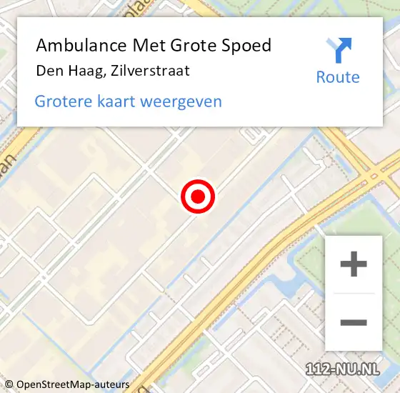 Locatie op kaart van de 112 melding: Ambulance Met Grote Spoed Naar Den Haag, Zilverstraat op 21 januari 2022 11:28