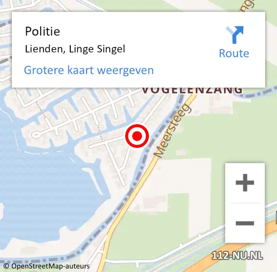 Locatie op kaart van de 112 melding: Politie Lienden, Linge Singel op 21 januari 2022 12:12