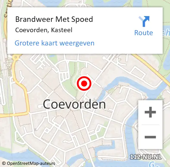 Locatie op kaart van de 112 melding: Brandweer Met Spoed Naar Coevorden, Kasteel op 21 januari 2022 12:13