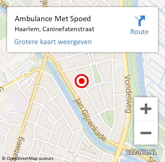 Locatie op kaart van de 112 melding: Ambulance Met Spoed Naar Haarlem, Caninefatenstraat op 21 januari 2022 12:14