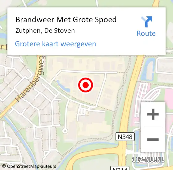 Locatie op kaart van de 112 melding: Brandweer Met Grote Spoed Naar Zutphen, De Stoven op 21 januari 2022 12:23