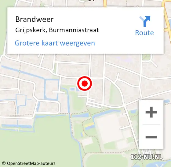 Locatie op kaart van de 112 melding: Brandweer Grijpskerk, Burmanniastraat op 21 januari 2022 12:26