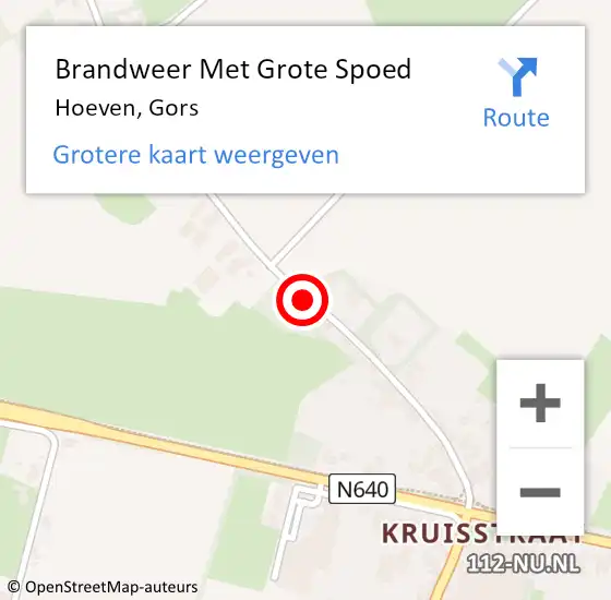 Locatie op kaart van de 112 melding: Brandweer Met Grote Spoed Naar Hoeven, Gors op 21 januari 2022 12:35