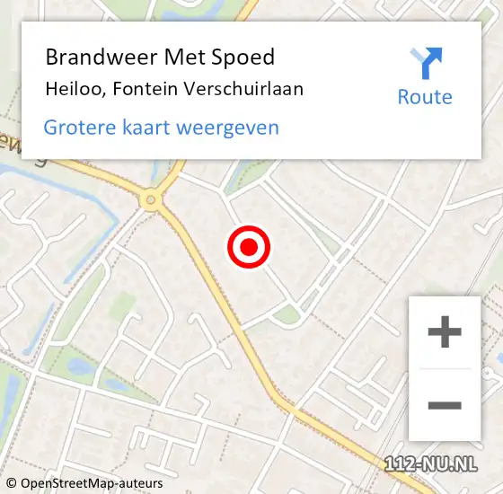 Locatie op kaart van de 112 melding: Brandweer Met Spoed Naar Heiloo, Fontein Verschuirlaan op 21 januari 2022 12:53