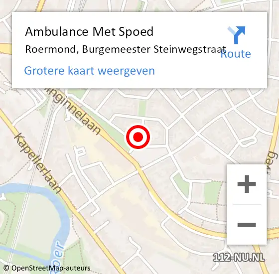 Locatie op kaart van de 112 melding: Ambulance Met Spoed Naar Roermond, Burgemeester Steinwegstraat op 21 januari 2022 13:07