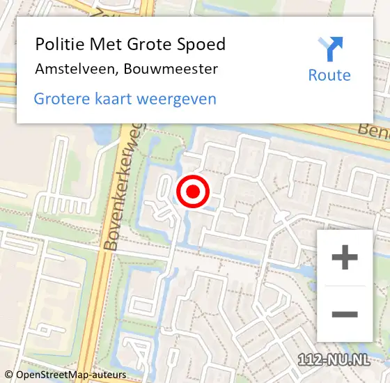 Locatie op kaart van de 112 melding: Politie Met Grote Spoed Naar Amstelveen, Bouwmeester op 21 januari 2022 13:15