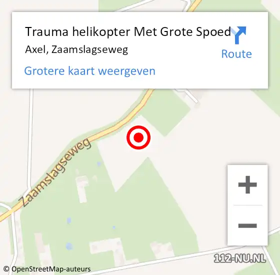 Locatie op kaart van de 112 melding: Trauma helikopter Met Grote Spoed Naar Axel, Zaamslagseweg op 21 januari 2022 13:33