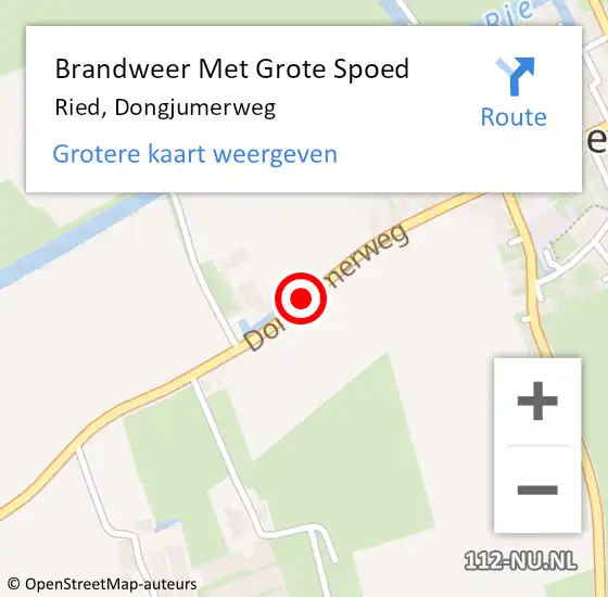 Locatie op kaart van de 112 melding: Brandweer Met Grote Spoed Naar Ried, Dongjumerweg op 21 januari 2022 13:37