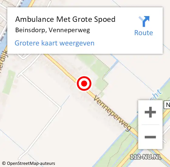 Locatie op kaart van de 112 melding: Ambulance Met Grote Spoed Naar Beinsdorp, Venneperweg op 21 januari 2022 13:41