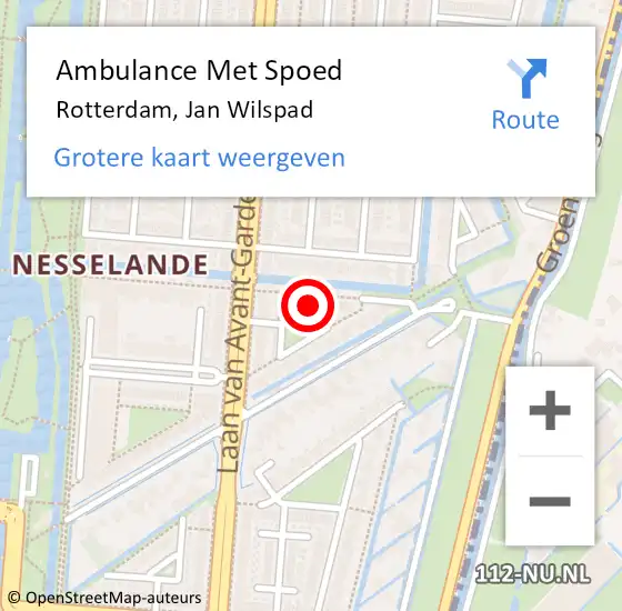 Locatie op kaart van de 112 melding: Ambulance Met Spoed Naar Rotterdam, Jan Wilspad op 21 januari 2022 13:44
