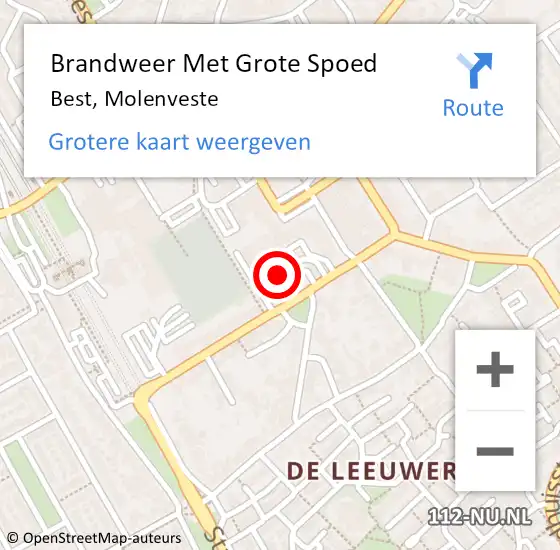 Locatie op kaart van de 112 melding: Brandweer Met Grote Spoed Naar Best, Molenveste op 21 januari 2022 13:48