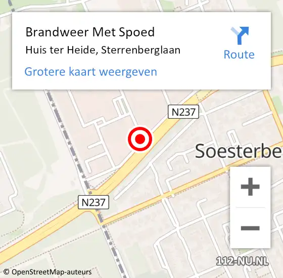 Locatie op kaart van de 112 melding: Brandweer Met Spoed Naar Huis ter Heide, Sterrenberglaan op 21 januari 2022 13:54