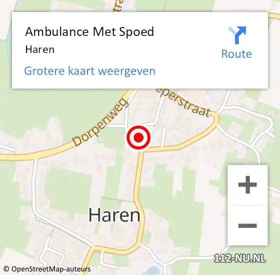 Locatie op kaart van de 112 melding: Ambulance Met Spoed Naar Haren op 21 januari 2022 14:01