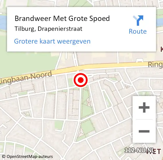 Locatie op kaart van de 112 melding: Brandweer Met Grote Spoed Naar Tilburg, Drapenierstraat op 21 januari 2022 14:06