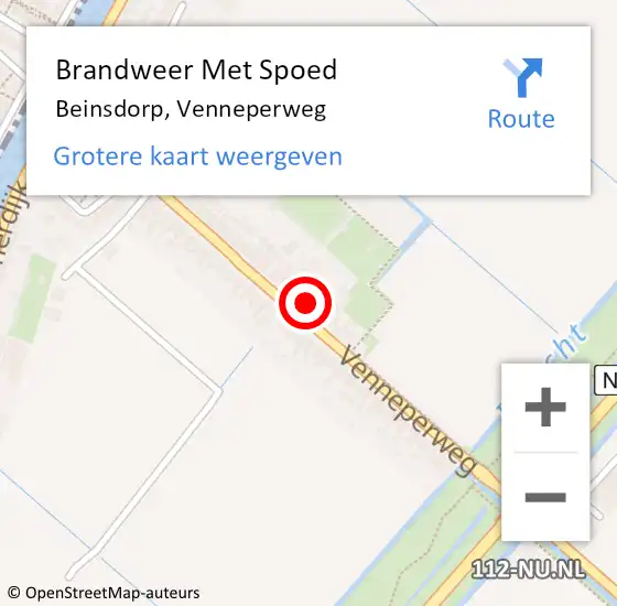 Locatie op kaart van de 112 melding: Brandweer Met Spoed Naar Beinsdorp, Venneperweg op 21 januari 2022 14:13