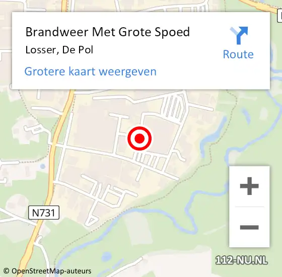 Locatie op kaart van de 112 melding: Brandweer Met Grote Spoed Naar Losser, De Pol op 21 januari 2022 14:22