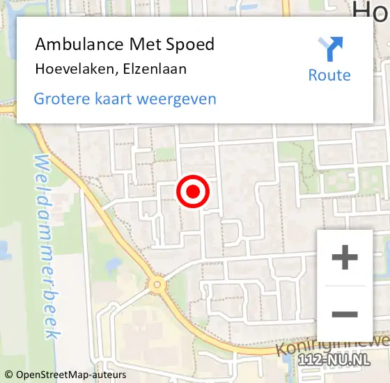 Locatie op kaart van de 112 melding: Ambulance Met Spoed Naar Hoevelaken, Elzenlaan op 21 januari 2022 14:22