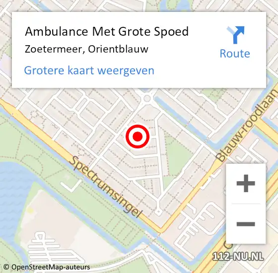 Locatie op kaart van de 112 melding: Ambulance Met Grote Spoed Naar Zoetermeer, Oriëntblauw op 21 januari 2022 14:26