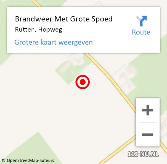 Locatie op kaart van de 112 melding: Brandweer Met Grote Spoed Naar Rutten, Hopweg op 21 januari 2022 14:45