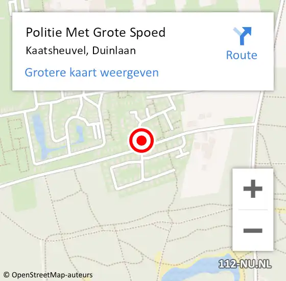 Locatie op kaart van de 112 melding: Politie Met Grote Spoed Naar Kaatsheuvel, Duinlaan op 21 januari 2022 14:53