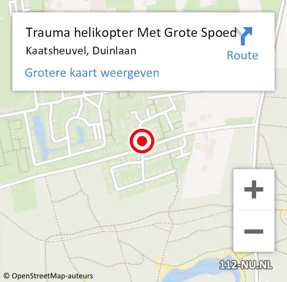 Locatie op kaart van de 112 melding: Trauma helikopter Met Grote Spoed Naar Kaatsheuvel, Duinlaan op 21 januari 2022 14:53